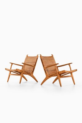 Easy Chairs in Oak, Woven Cane attributed to Hans Wegner, 1949, Set of 2-SC-2022128