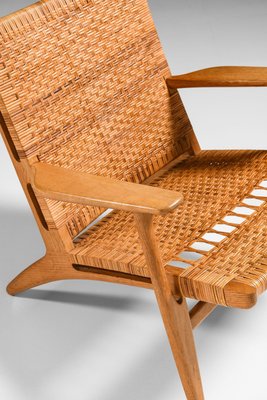 Easy Chairs in Oak, Woven Cane attributed to Hans Wegner, 1949, Set of 2-SC-2022128