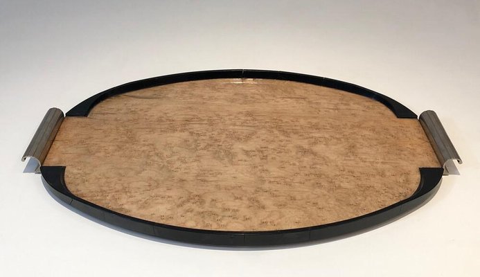 Ebonised Wood & Chrome Tray, France, 1930s-BA-803680