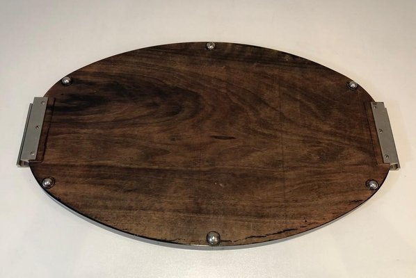 Ebonised Wood & Chrome Tray, France, 1930s-BA-803680