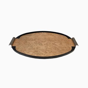 Ebonised Wood & Chrome Tray, France, 1930s-BA-803680