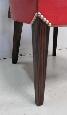 Ebony Macassar and Red Leather Dining Chairs, 1930s, Set of 2-RVK-696901