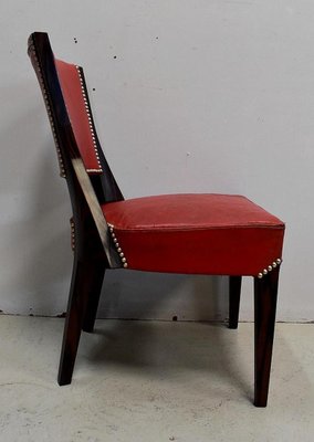 Ebony Macassar and Red Leather Dining Chairs, 1930s, Set of 2-RVK-696901