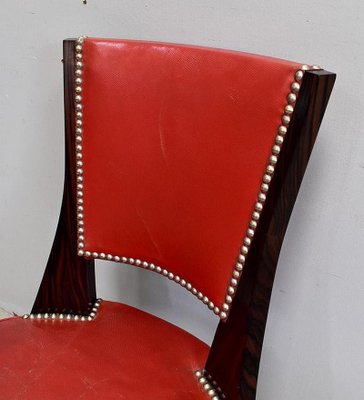 Ebony Macassar and Red Leather Dining Chairs, 1930s, Set of 2-RVK-696901