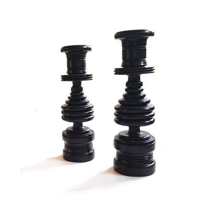 Ebony Turned Wood Candlesticks, Set of 2-NUX-1259710