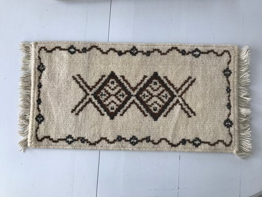 Ecru & Brown Thick Wool Rug, 1980s-WQQ-1257051