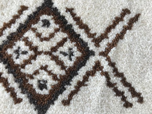 Ecru & Brown Thick Wool Rug, 1980s-WQQ-1257051