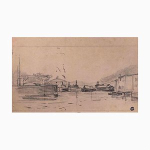 Edmond Cuisinier, The Port, Original Pencil Drawing, Early 20th Century-ZCI-1382452