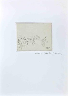 Edouard Detaille, Riders, Original Ink Drawing, Late 19th-Century-ZCI-1260055