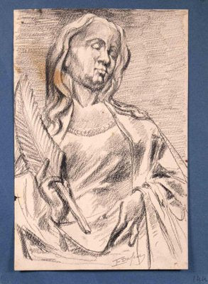 Edouard Dufeu, Portrait, Original Charcoal Drawing, Late 19th Century-ZCI-1382449