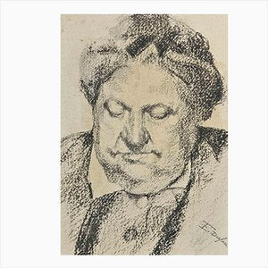 Edouard Dufeu, Portrait, Original Charcoal Drawing, Late 19th Century-ZCI-1383150