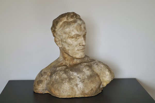 Eduard Deckers, Large Art Deco Bust, 1935, Clay & Plaster-DVX-2027850