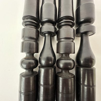 Edwardian Candleholders in Ebony and Hand Turned Wood, 1900s, Set of 4-BGP-1798444