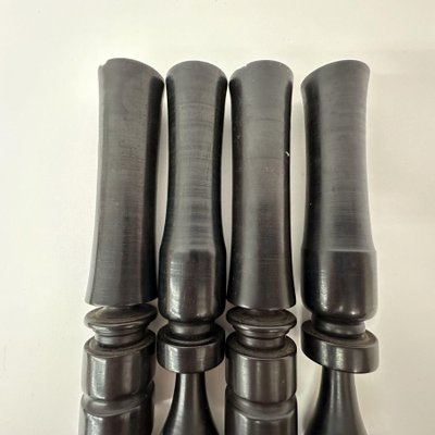 Edwardian Candleholders in Ebony and Hand Turned Wood, 1900s, Set of 4-BGP-1798444