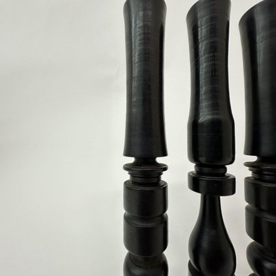 Edwardian Candleholders in Ebony and Hand Turned Wood, 1900s, Set of 4-BGP-1798444