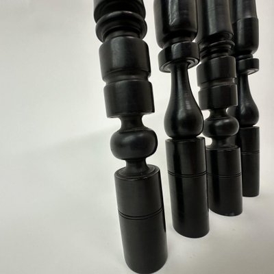 Edwardian Candleholders in Ebony and Hand Turned Wood, 1900s, Set of 4-BGP-1798444