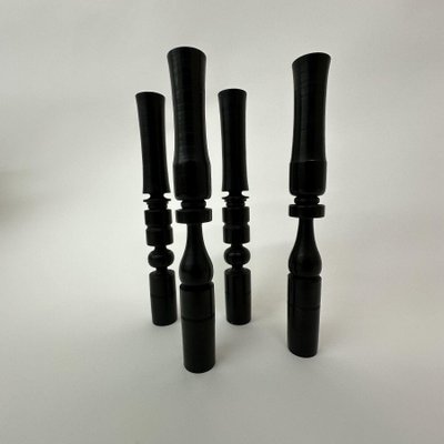 Edwardian Candleholders in Ebony and Hand Turned Wood, 1900s, Set of 4-BGP-1798444