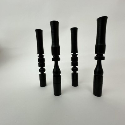 Edwardian Candleholders in Ebony and Hand Turned Wood, 1900s, Set of 4-BGP-1798444