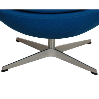 Egg Chair with Ottoman in Blue Fabric by Arne Jacobsen, Set of 2-MTD-1805031