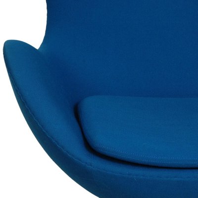 Egg Chair with Ottoman in Blue Fabric by Arne Jacobsen, Set of 2-MTD-1805031