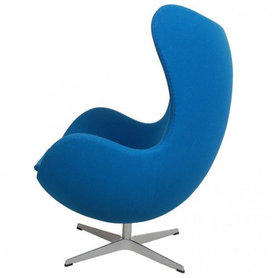 Egg Chair with Ottoman in Blue Fabric by Arne Jacobsen, Set of 2-MTD-1805031