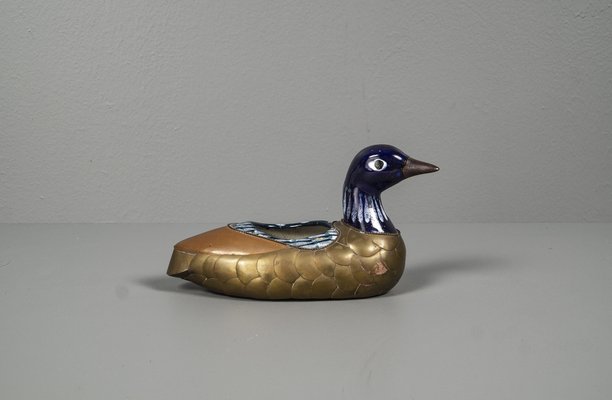 Egyptian Duck With Ceramic, Brass and Enamel Bowl, 1970s-VLO-1259417