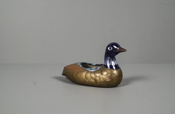 Egyptian Duck With Ceramic, Brass and Enamel Bowl, 1970s-VLO-1259417