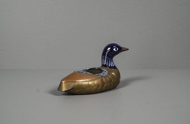 Egyptian Duck With Ceramic, Brass and Enamel Bowl, 1970s-VLO-1259417