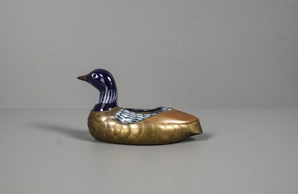 Egyptian Duck With Ceramic, Brass and Enamel Bowl, 1970s-VLO-1259417