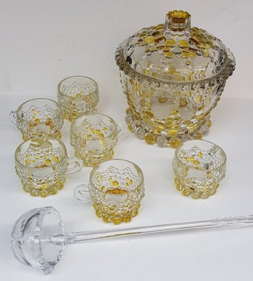 Elaborate Punch Bowl & Drinking Set with Crystal Ladle, Set of 8-QDP-1361843