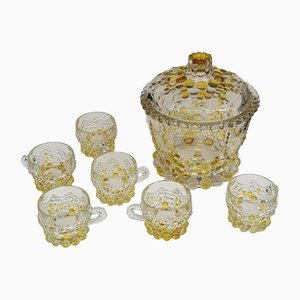 Elaborate Punch Bowl & Drinking Set with Crystal Ladle, Set of 8-QDP-1361843