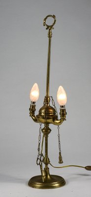 Electrified 2-Light Oil Lantern Lamp in Brass with Snake Decorations-RAQ-1418519