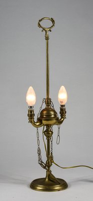 Electrified 2-Light Oil Lantern Lamp in Brass with Snake Decorations-RAQ-1418519