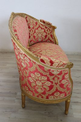 Elegant Living Room Set in Gilded Wood, 1920s, Set of 5-DCO-1273854