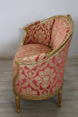 Elegant Living Room Set in Gilded Wood, 1920s, Set of 5-DCO-1273854