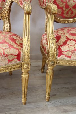 Elegant Living Room Set in Gilded Wood, 1920s, Set of 5-DCO-1273854