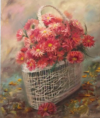 Elena Mardashova, Coral Flowers, Oil Painting, 2023-ZCI-1775765