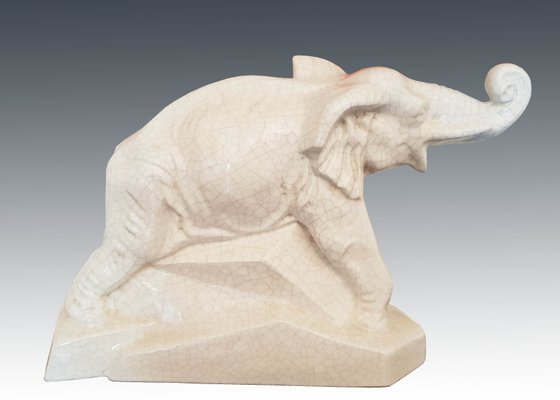 Elephant Sculpture by Emaux de Louvière-AWH-740167