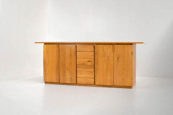 Elm & Brass Sideboard from Romanutti, Italy, 1970s-KWC-1425240