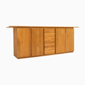 Elm & Brass Sideboard from Romanutti, Italy, 1970s-KWC-1425240