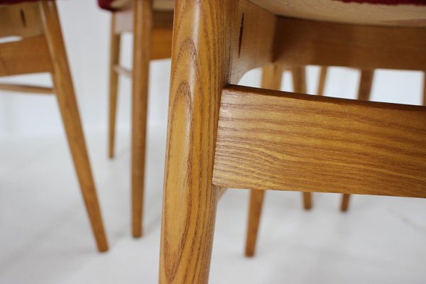 Elm Dining Chairs, Czechoslovakia, 1960s, Set of 4-TZ-1394198