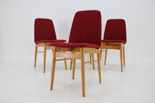 Elm Dining Chairs, Czechoslovakia, 1960s, Set of 4-TZ-1394198