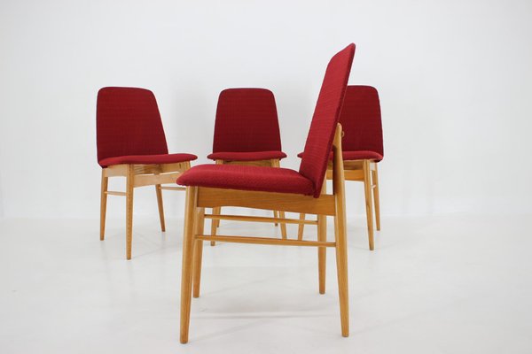 Elm Dining Chairs, Czechoslovakia, 1960s, Set of 4-TZ-1394198