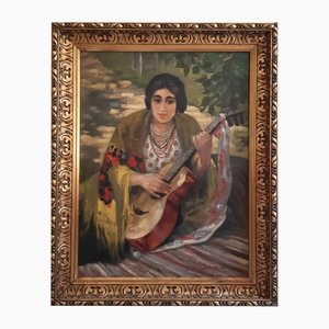 Elza Latina, Young Girl with a Guitar, 1920s, Oil on Canvas-QOR-2017372