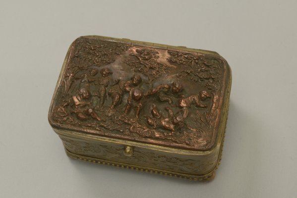 Embossed Gold Copper Box, Mid-19th Century-NEN-2031511