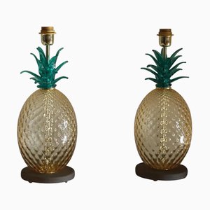 Emerald Green and Amber Murano Glass Lamps, 2000, Set of 2-YF-1725015