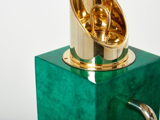 Emerald Green Goatskin & Brass Thermos Carafe by Aldo Tura, 1960-YJA-1393910