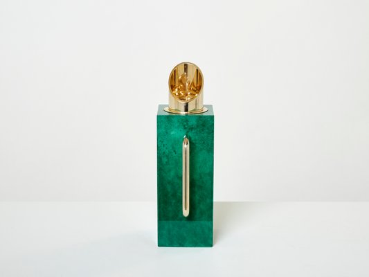 Emerald Green Goatskin & Brass Thermos Carafe by Aldo Tura, 1960-YJA-1393910