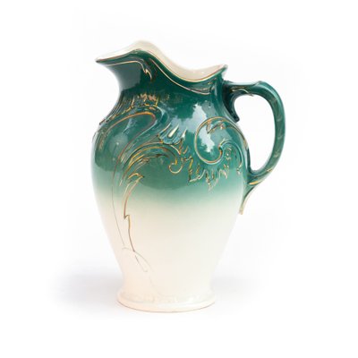 Emerald Green & White Jug with Rocaille Ornament-FSD-1430933