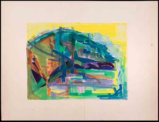 Emile Marze, Abstract Composition, Original Tempera, Late 20th Century-ZCI-1403386